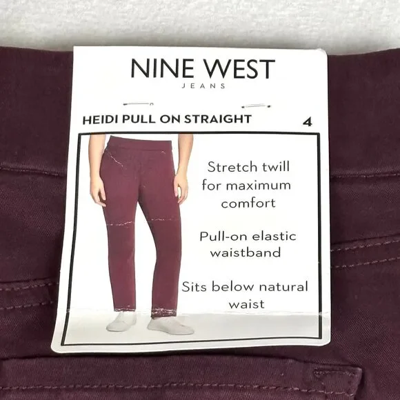 Nine West Women's Heidi Pull On Elastic Waist Stretch Twill Straight Leg Pant‎ 4 - Picture 6 of 12